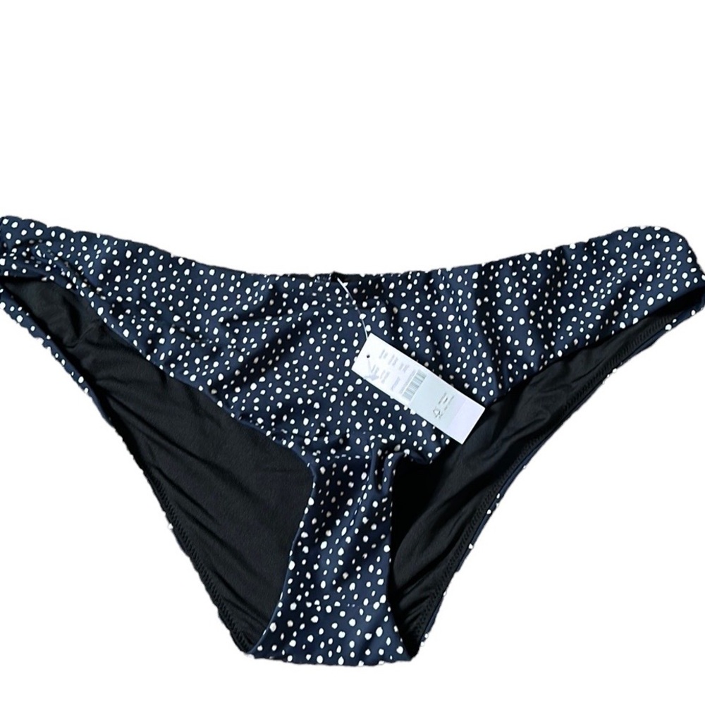 NWT J. Crew Navy Blue Spotted Bikini Swim Bottoms Only XXL